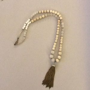 Anthropologie Ivory beaded tassel necklace